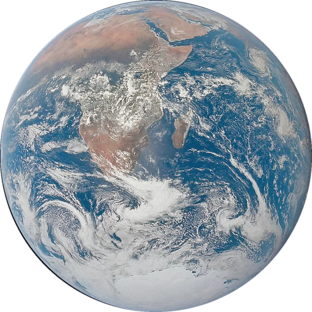 El planeta Tierra visto completo desde el espacio.